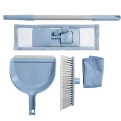 Kit de ménage 5 pièces balai plat manche serpillère pelle chiffon