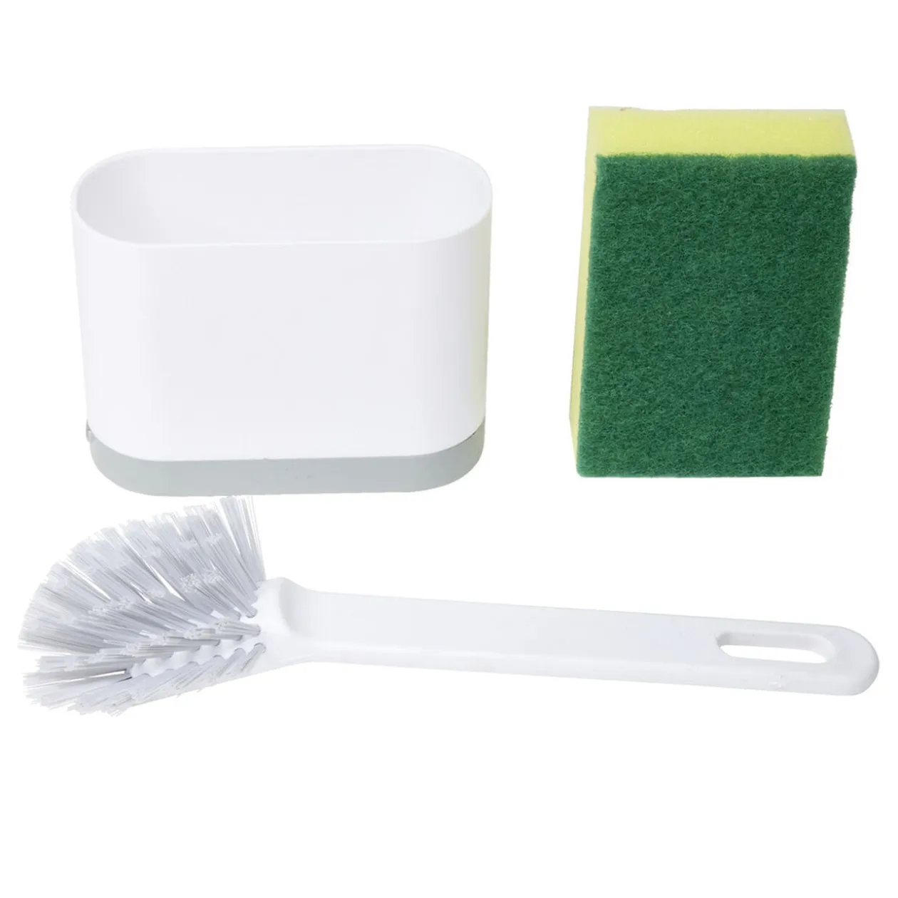 Kit de nettoyage 3en1 brosse/éponge/panière 25,5x12,5xH5,5cm