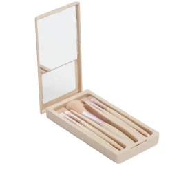 Kit de 5 pinceaux à maquillage dans boîte avec miroir 7x13,5cm < Gifi New