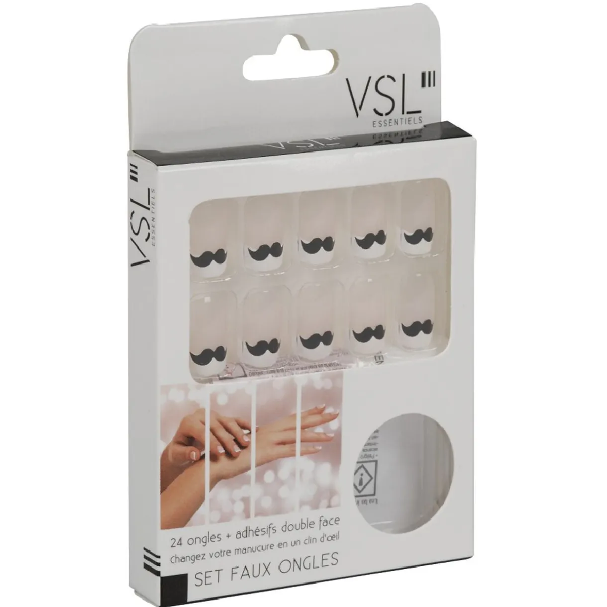 Kit faux ongles motif moustache 24 pièces < Gifi Online