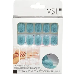 Kit faux ongles pailletés bleus 24 pièces < Gifi Online