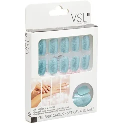 Kit faux ongles pailletés bleus 24 pièces < Gifi Online