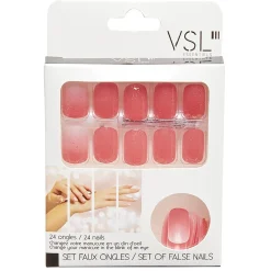 Kit faux ongles pailletés roses 24 pièces