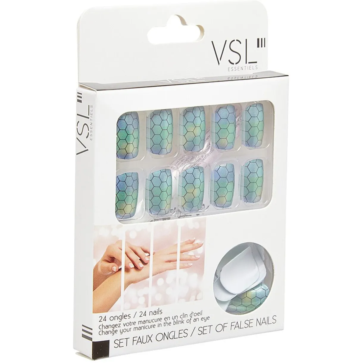 Kit faux ongles style serpent verts et bleus 24 pièces < Gifi Outlet