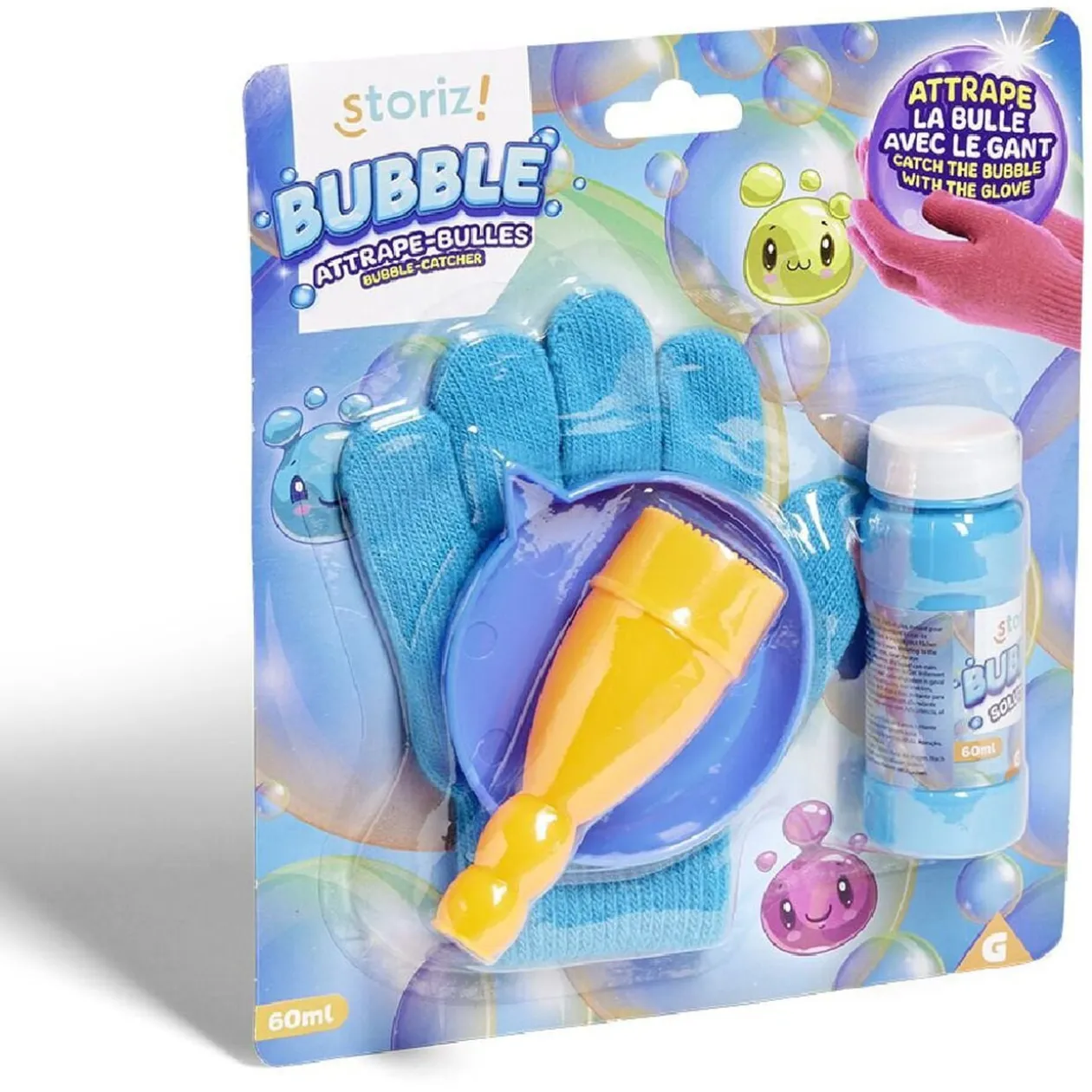 Kit gant magique attrape-bulles avec souffleur et solution 60 ml