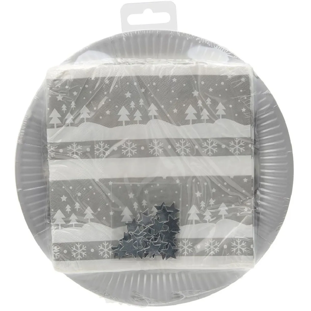 Kit jetable assiette + serviette motif Noël argenté x20 < Gifi Clearance