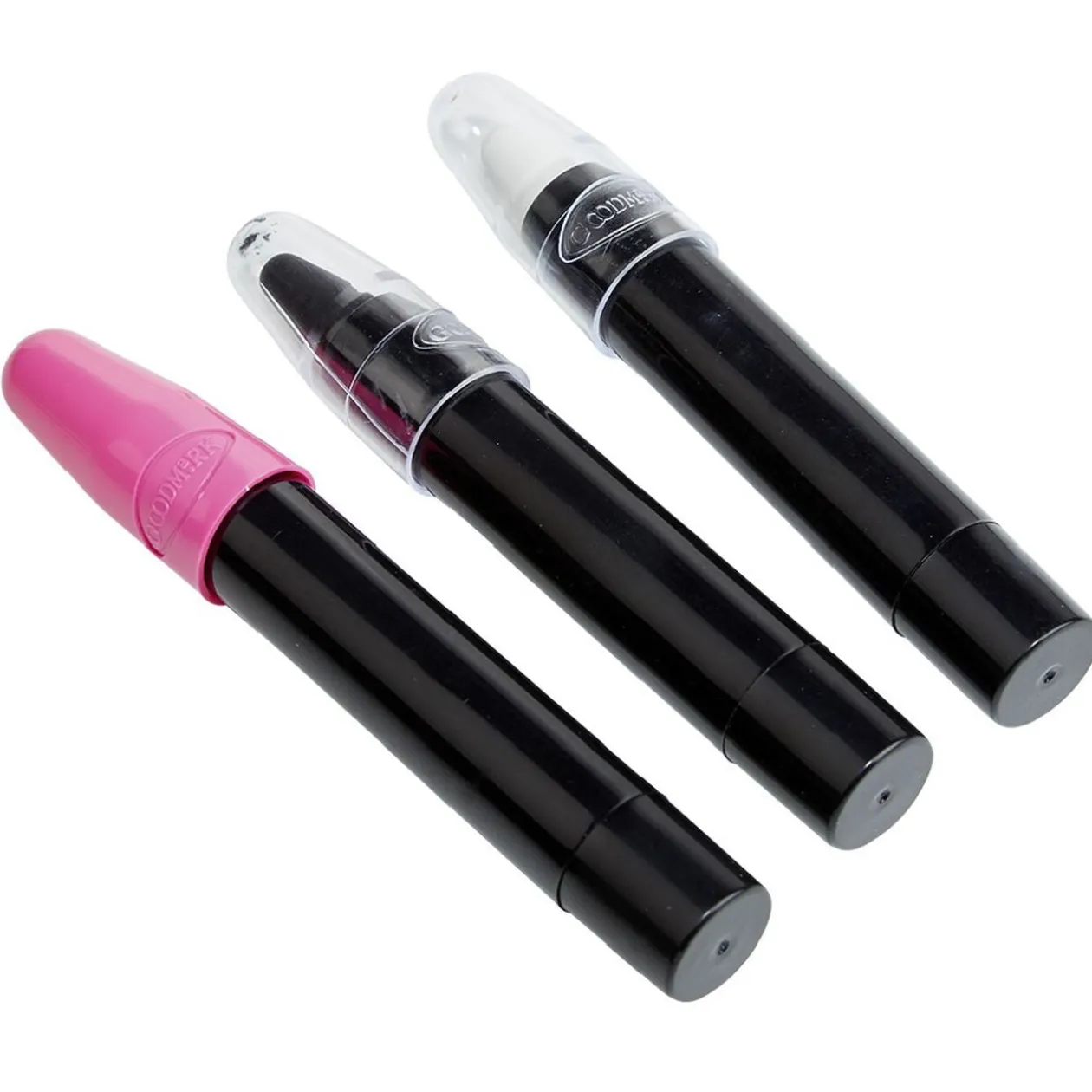 Kit maquillage crayon Halloween noir blanc et rose néon