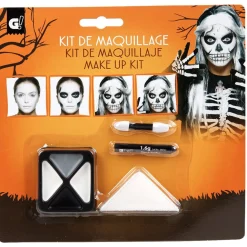 Kit maquillage gras Halloween squelette blanc gris noir