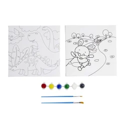 Kit toile à peindre motifs animaux avec pinceaux et peintures 20x20cm < Gifi Discount