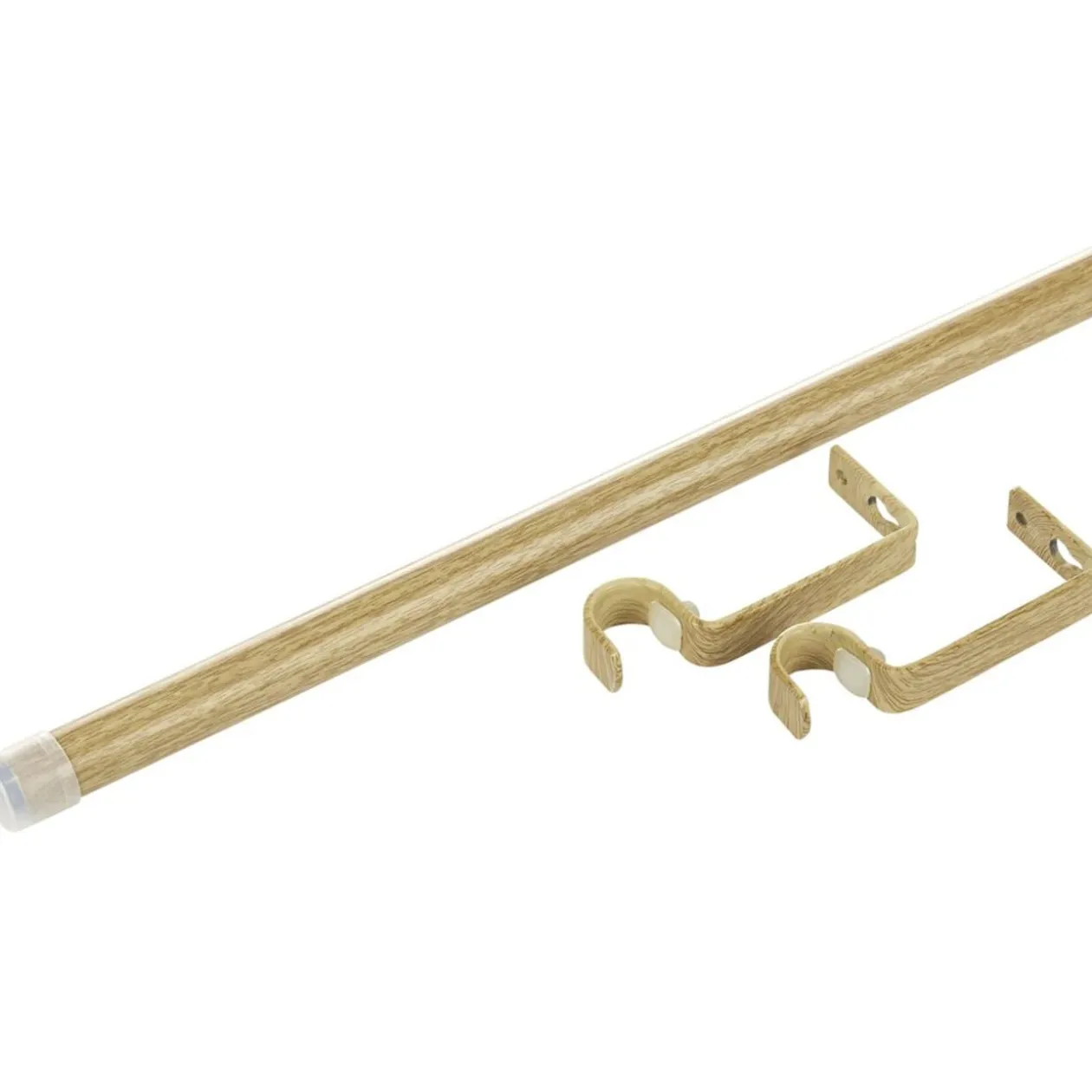 Kit tringle extensible clip'n'go aluminium effet bois L120-210cm