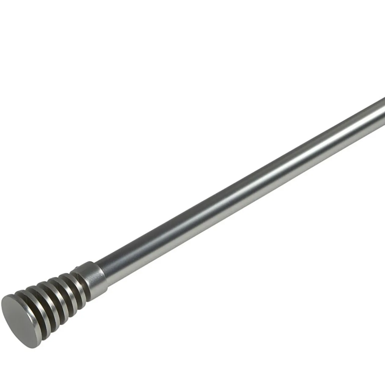 Kit Tringle à rideau Extensible 120-210 cm embouts cône strié nickel chromé