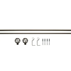 Kit Tringle à rideau extensible 120-210 cm embouts sphère gris chromé