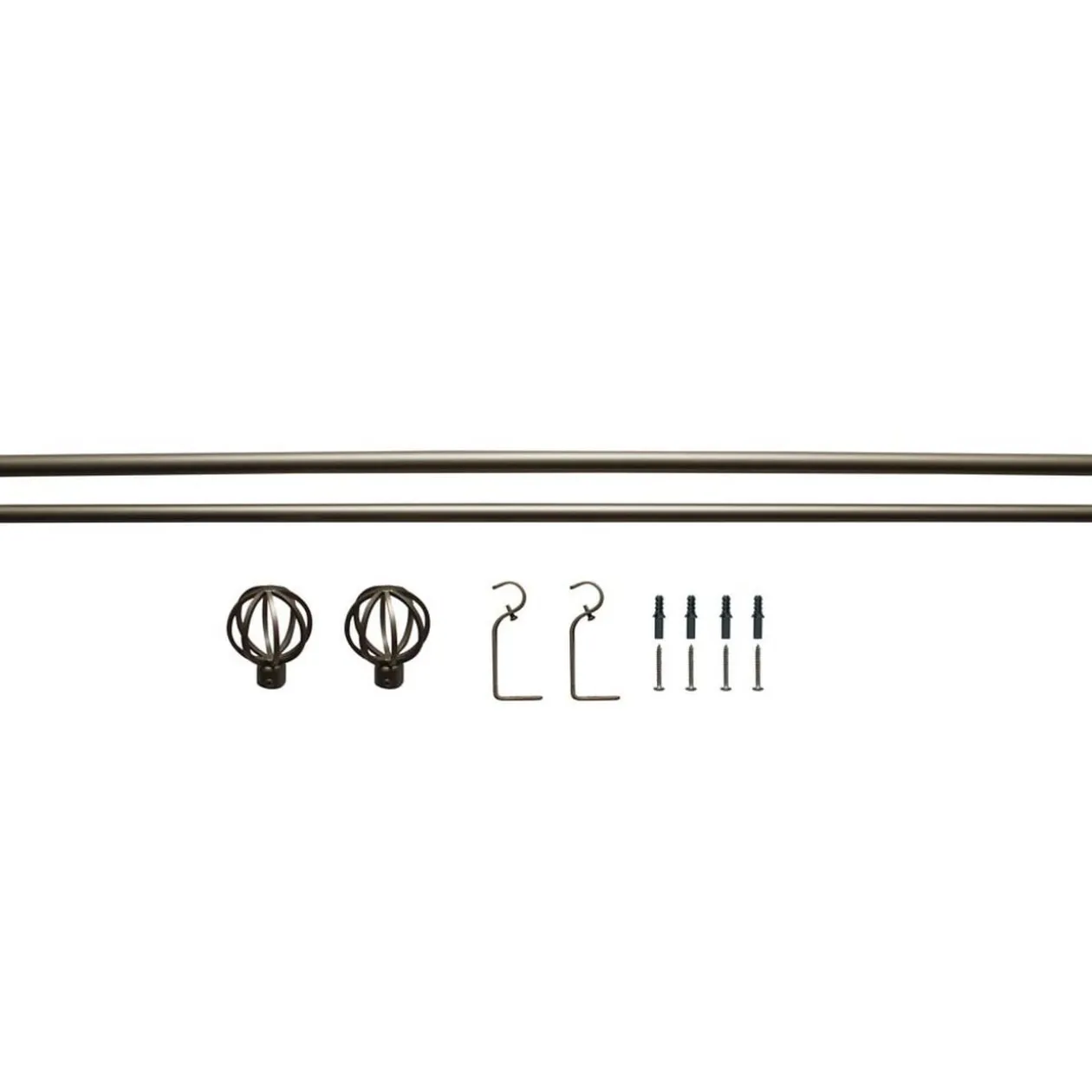 Kit Tringle à rideau extensible 120-210 cm embouts sphère gris chromé