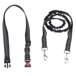 Laisse traction jogging canicross avec ceinture dorsale L120cm