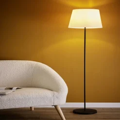 Lampadaire métal noir et plastique blanc Ø34xH150cm < Gifi Hot