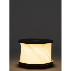 Lampe accordéon USB tactile en bois blanc chaud Ø12xH22cm