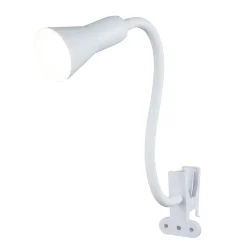 Lampe clip flexible plastique et métal blanc 34cm < Gifi