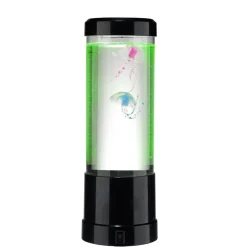 Lampe décorative avec eau et méduse USB-C plastique noir Ø9xH26cm