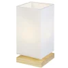 Lampe de chevet abat jour blanc sur base carrée en pin naturel < Gifi Online
