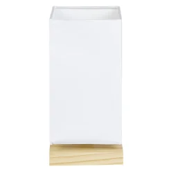 Lampe de chevet abat jour blanc sur base carrée en pin naturel < Gifi Online