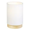 Lampe de chevet abat jour blanc sur base ronde en pin naturel < Gifi Discount
