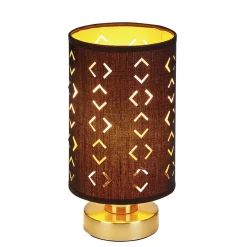 Lampe de chevet avec abat jour noir ajouré et base dorée