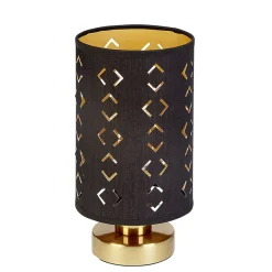 Lampe de chevet avec abat jour noir ajouré et base dorée