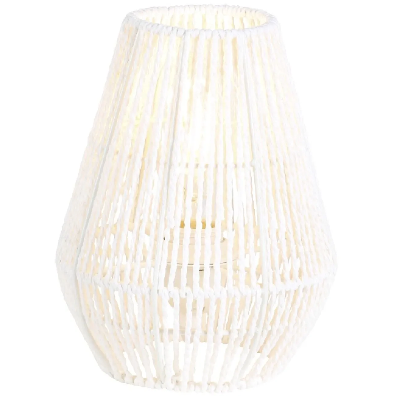 Lampe de chevet avec abat jour en cordage imitation jute blanc
