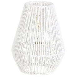 Lampe de chevet avec abat jour en cordage imitation jute blanc