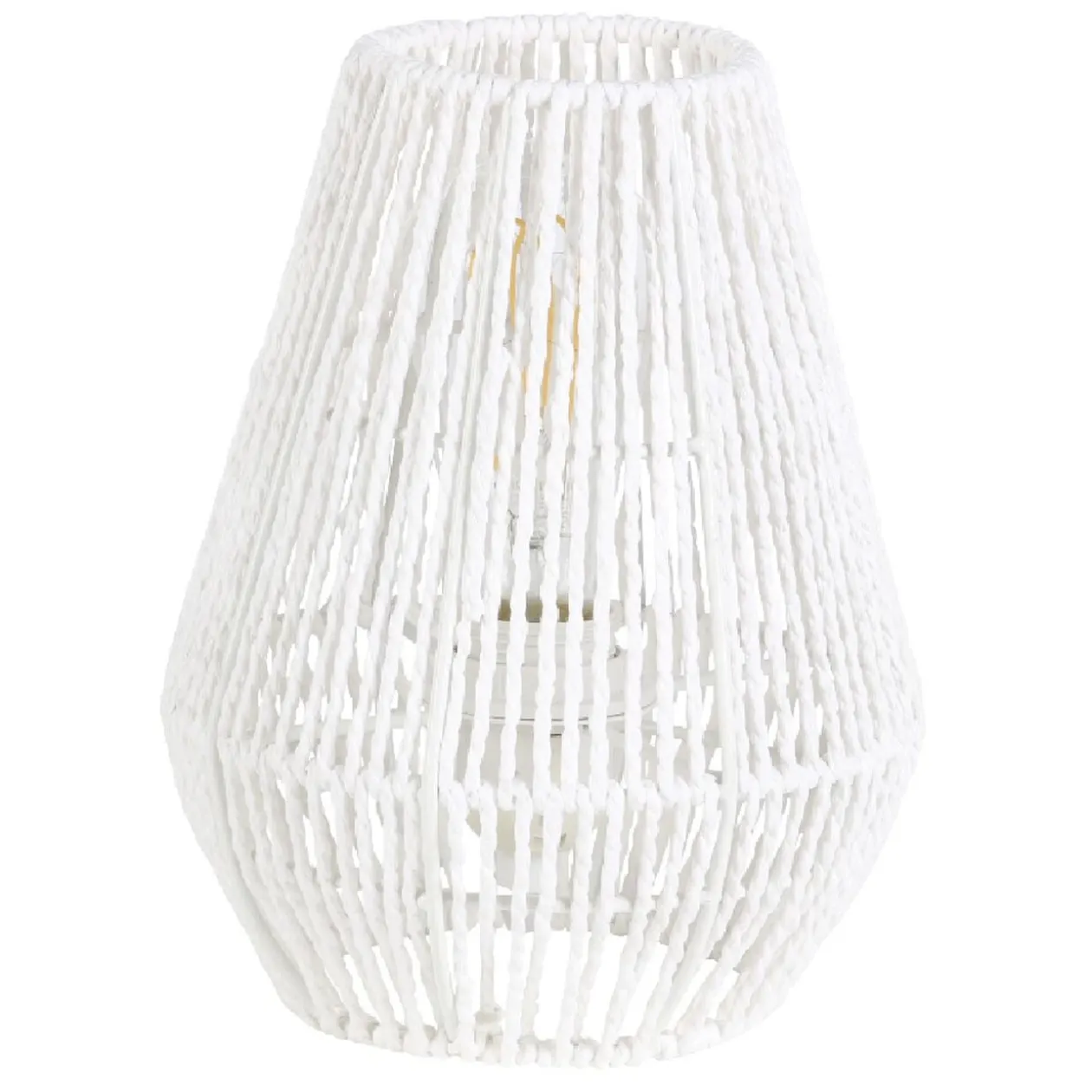 Lampe de chevet avec abat jour en cordage imitation jute blanc
