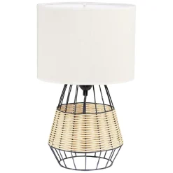 Lampe de chevet métal osier marron et noir 25x25xH44cm