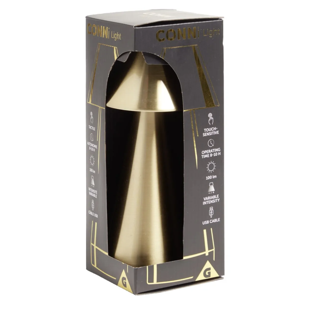 Lampe de table Conni USB tactile jaune Ø9,5xH22,5cm