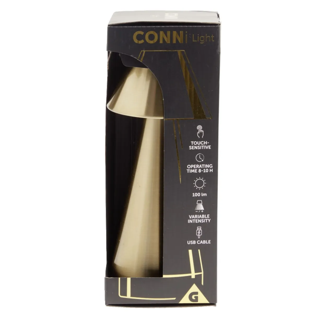 Lampe de table Conni USB tactile jaune Ø9,5xH22,5cm