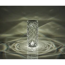 Lampe de table cylindrique design cristal transparent