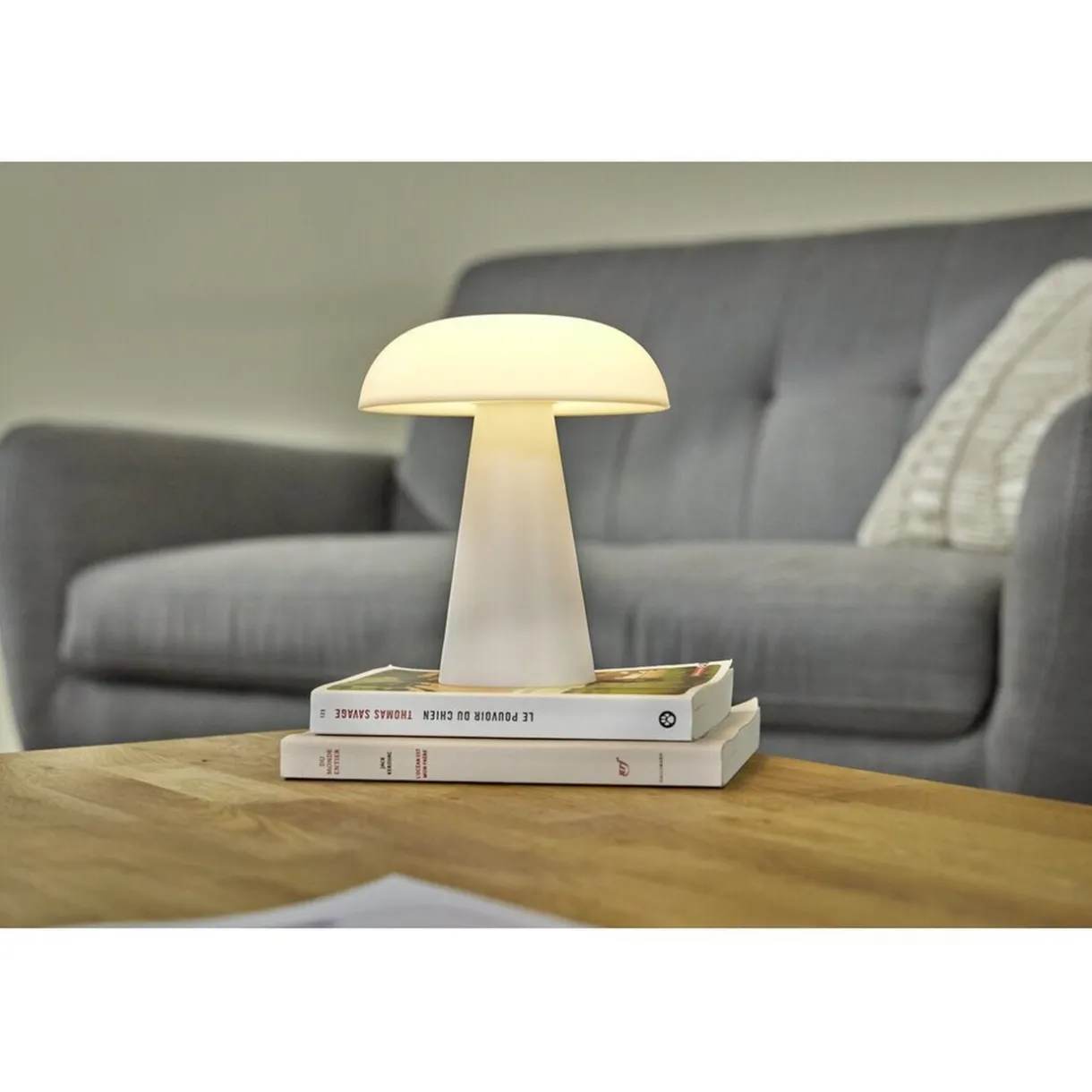Lampe de table LED forme champignon blanc Ø15xH17cm < Gifi Clearance
