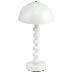 Lampe de table métal pied boules bois Ø20xH38cm (2 modèles blanc ou noir) < Gifi New
