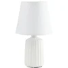 Lampe de table socle céramique strié blanche Ø13xH22cm