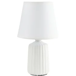 Lampe de table socle céramique strié blanche Ø13xH22cm