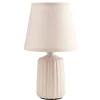 Lampe de table socle céramique strié rose Ø13xH22cm