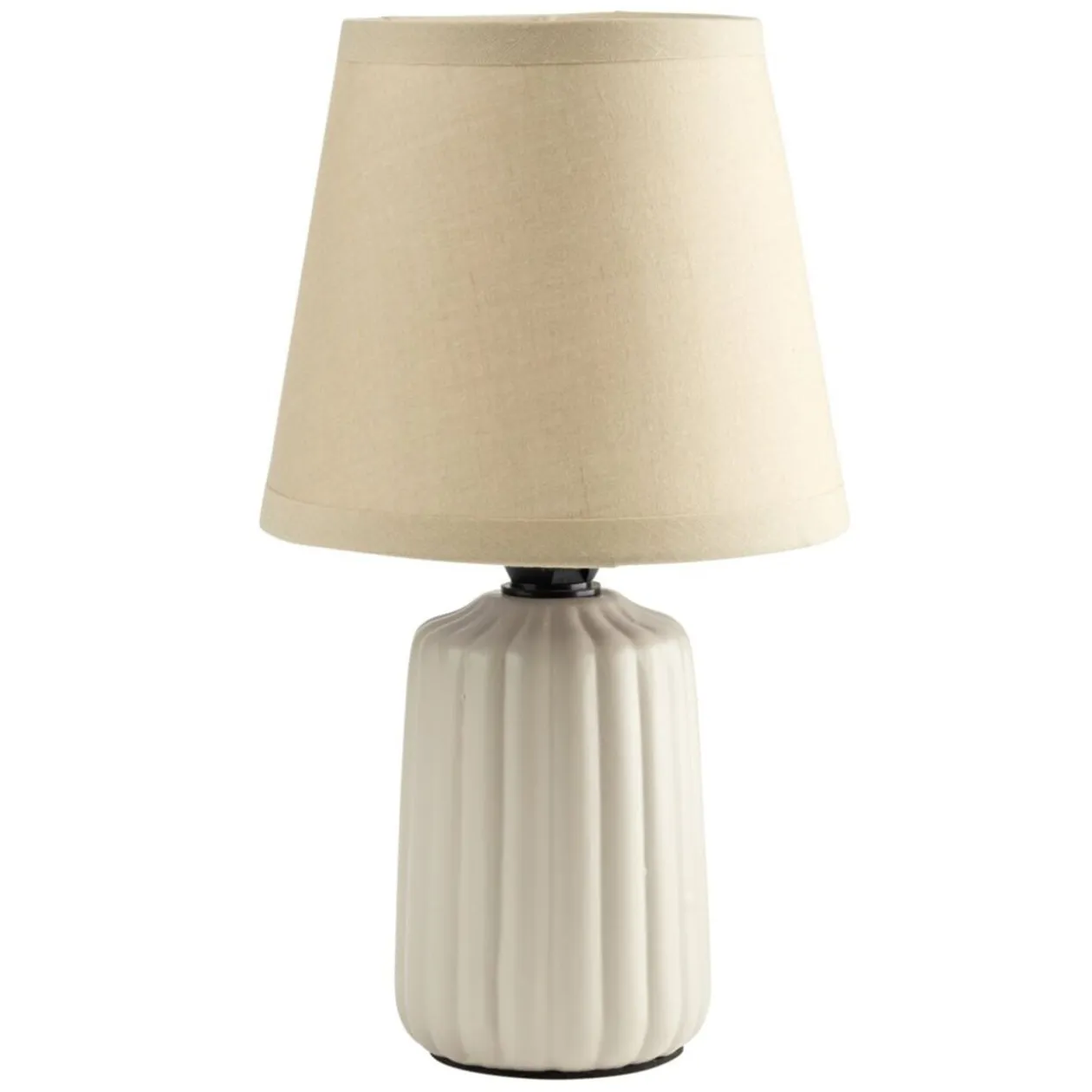 Lampe de table socle céramique strié beige Ø13xH22cm
