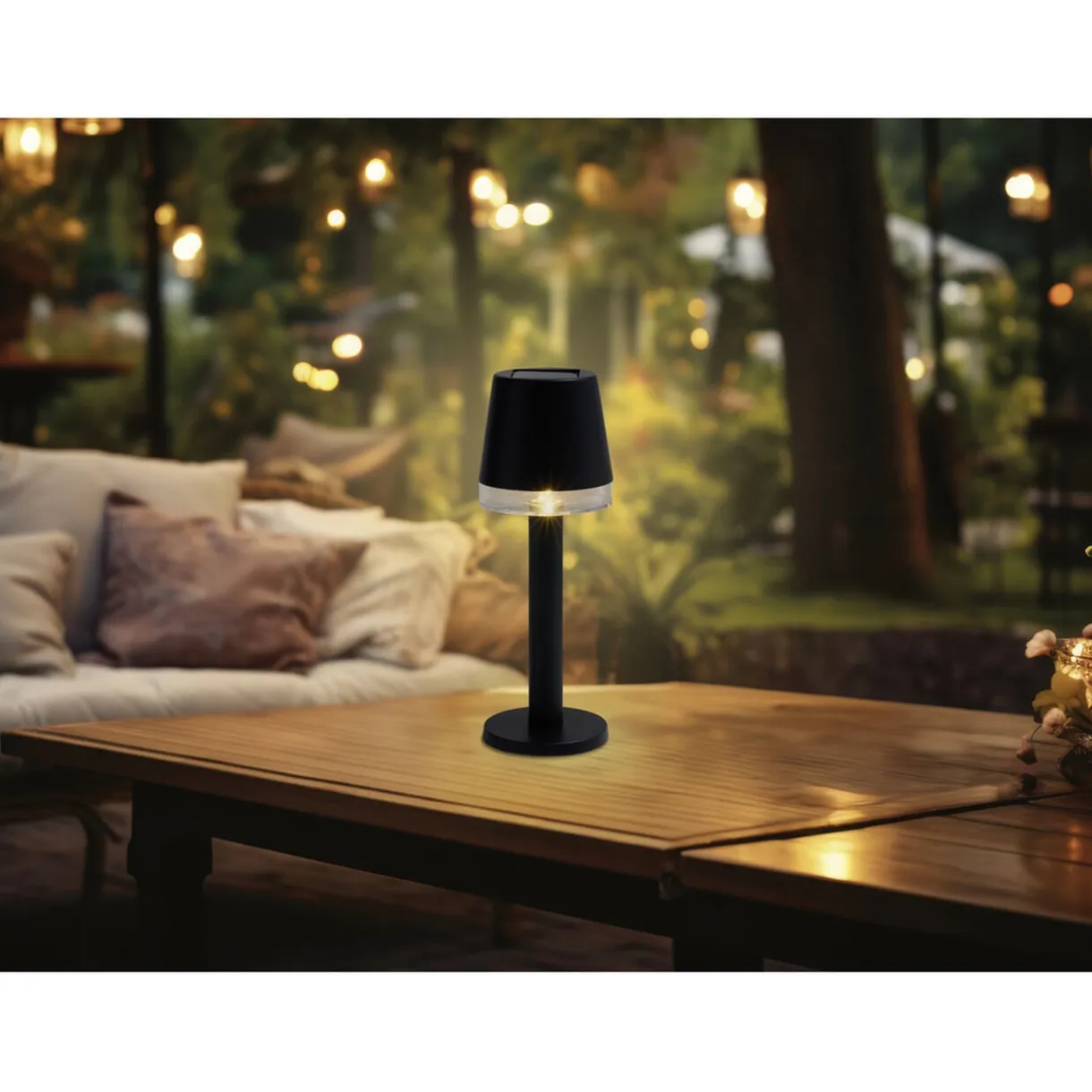 Lampe de table solaire LED à poser noire Ø8xH21cm < Gifi Best