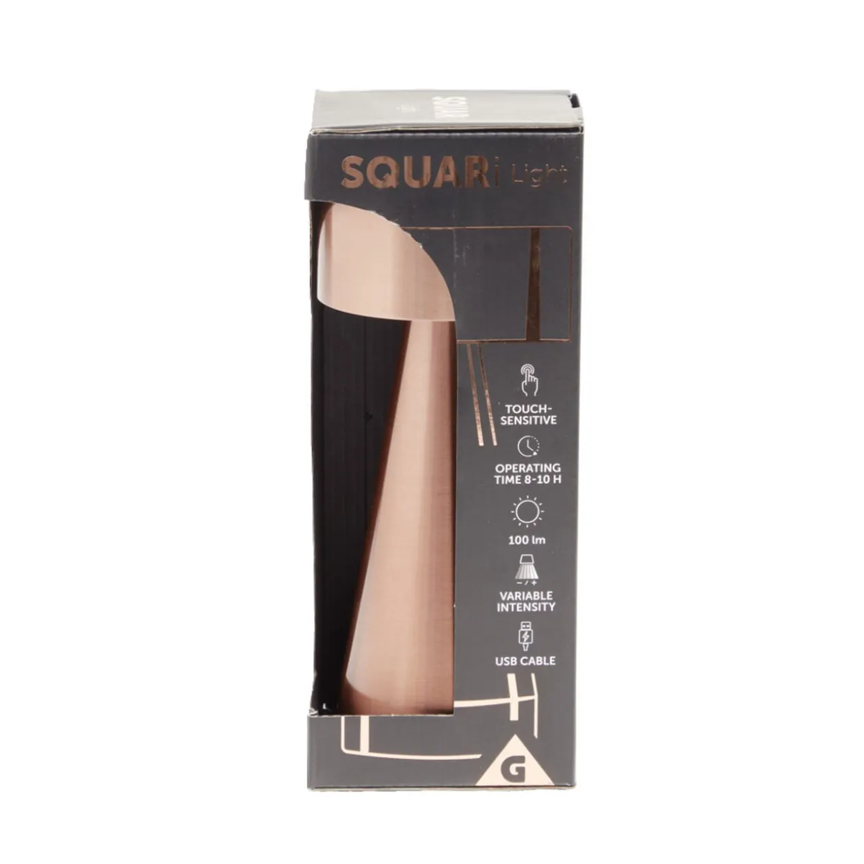 Lampe de table Squari USB tactile orange Ø9,5xH22,5cm