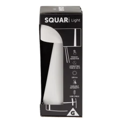 Lampe de table Squari USB tactile blanche Ø9,5xH22,5cm