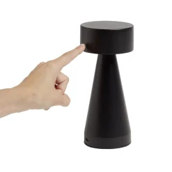 Lampe de table Squari USB tactile noire Ø9,5xH22,5cm < Gifi Online