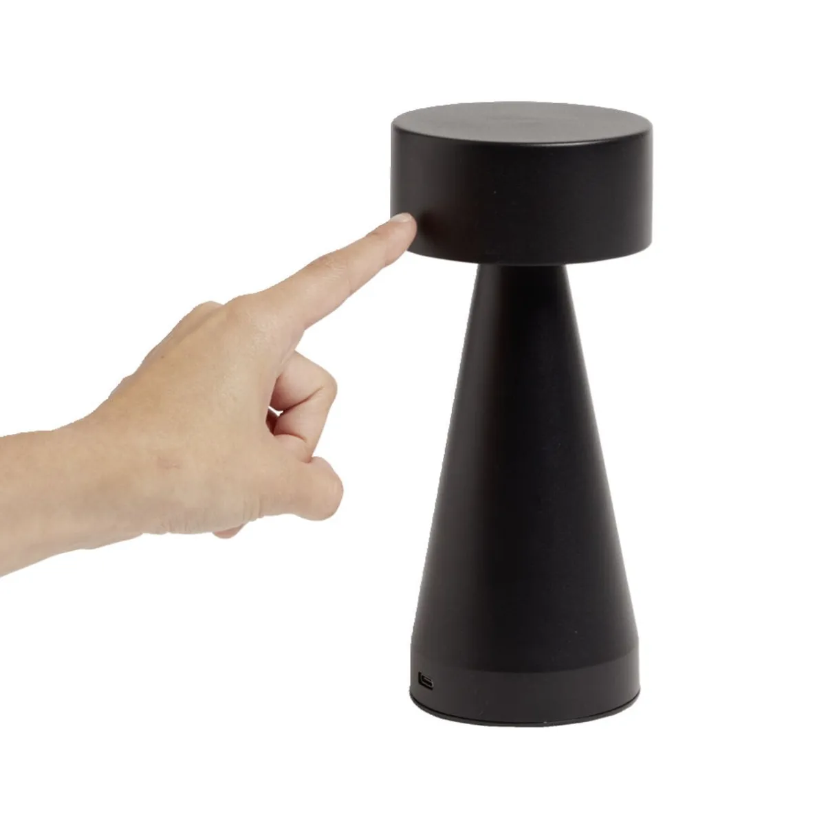 Lampe de table Squari USB tactile noire Ø9,5xH22,5cm < Gifi Online