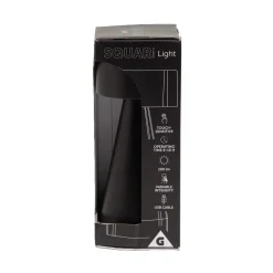 Lampe de table Squari USB tactile noire Ø9,5xH22,5cm < Gifi Online