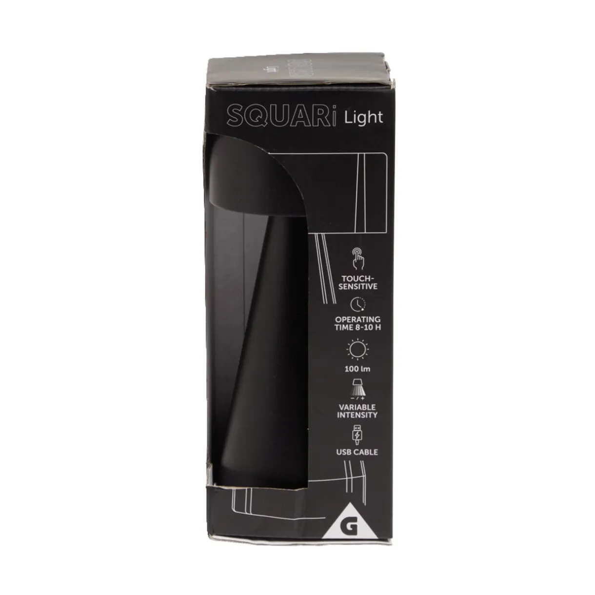 Lampe de table Squari USB tactile noire Ø9,5xH22,5cm < Gifi Online