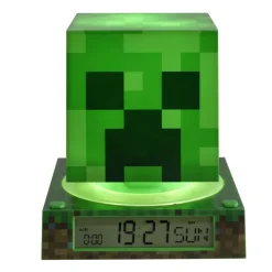 Lampe 3D réveil Minecraft avec affichage date Creeper vert 13x13xH15cm