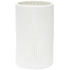 Lampe forme tube ajouré céramique blanc