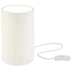 Lampe forme tube ajouré céramique blanc